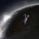 Artist’s impression of the Moon, looking over the Imbrium Basin, with lavas erupting, venting gases, and producing a visible atmosphere. (Image: NASA MSFC)